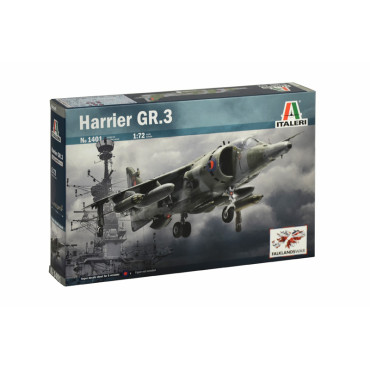 KIT PARA MONTAR ITALERI AVIÃO MILITAR HARRIER GR.3 GUERRA DAS MALVINAS 1/72 ITA 1401